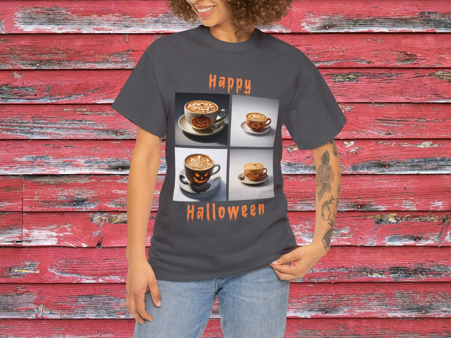 Happy Halloween Coffee T-Shirt, Seasonal Tee, Holiday Tee, Funny Tee, Novelty Shirt, Family Gifts