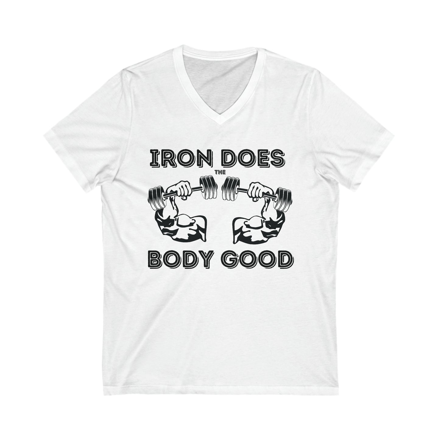 GYM Activewear | Iron Does the Body Good | Weightlifter | Men Apparel | Exercise Shirt | Inspirational Fitness | Muscle Shirt | Xmas Gift