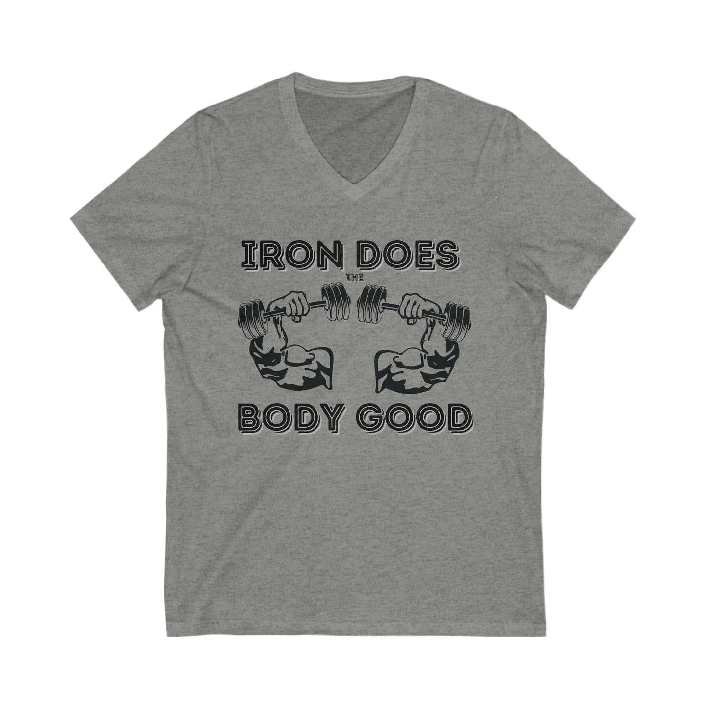 GYM Activewear | Iron Does the Body Good | Weightlifter | Men Apparel | Exercise Shirt | Inspirational Fitness | Muscle Shirt | Xmas Gift