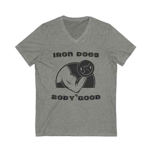 GYM Activewear | Iron Does the Body Good | Weightlifter | Men Apparel | Exercise Shirt | Inspirational Fitness | Muscle Shirt | Xmas Gift