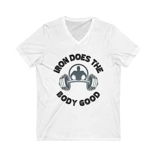 GYM Activewear | Iron Does the Body Good | Weightlifter | Men Apparel | Exercise Shirt | Inspirational Fitness | Muscle Shirt | Xmas Gift