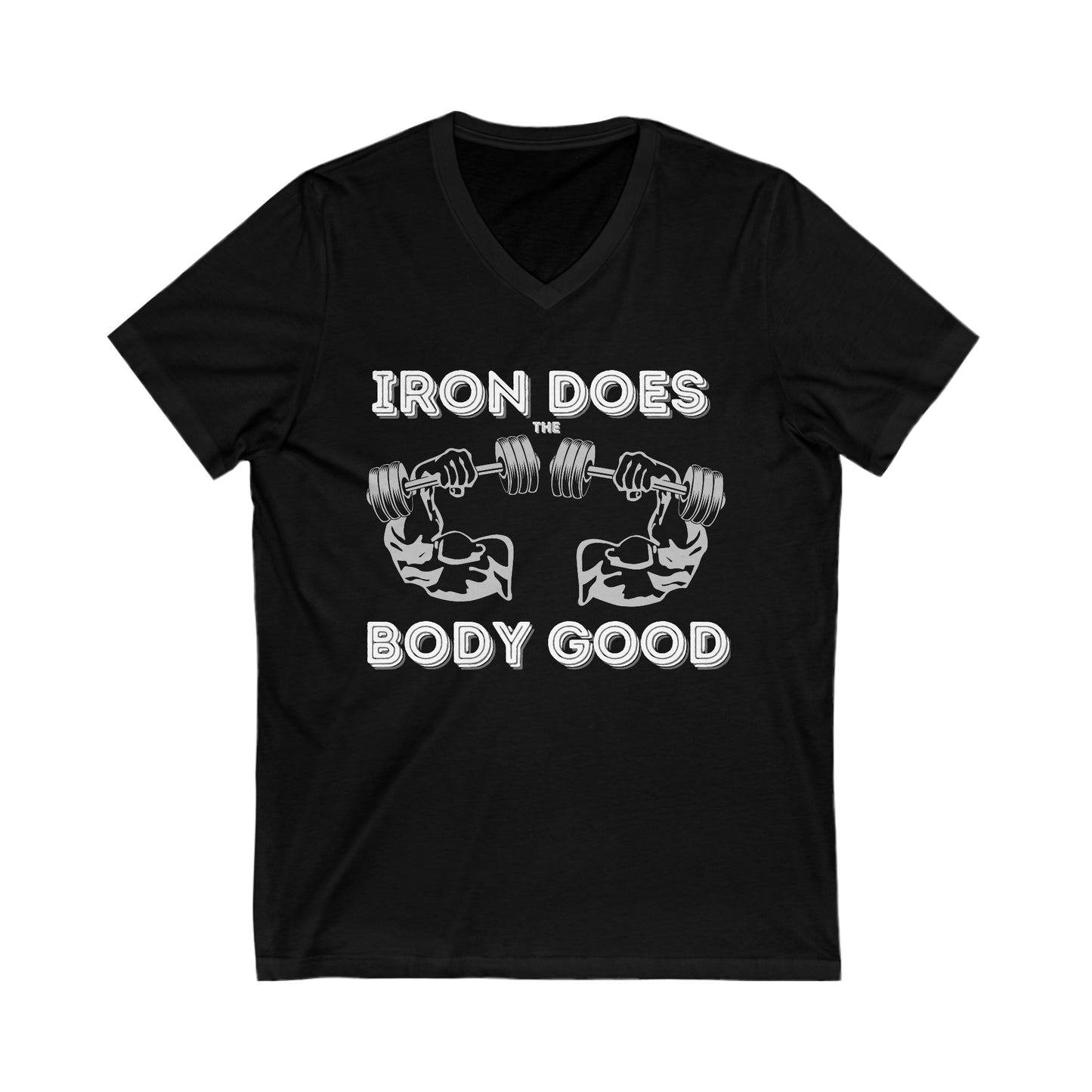 GYM Activewear | Iron Does the Body Good | Weightlifter | Men Apparel | Exercise Shirt | Inspirational Fitness | Muscle Shirt | Xmas Gift