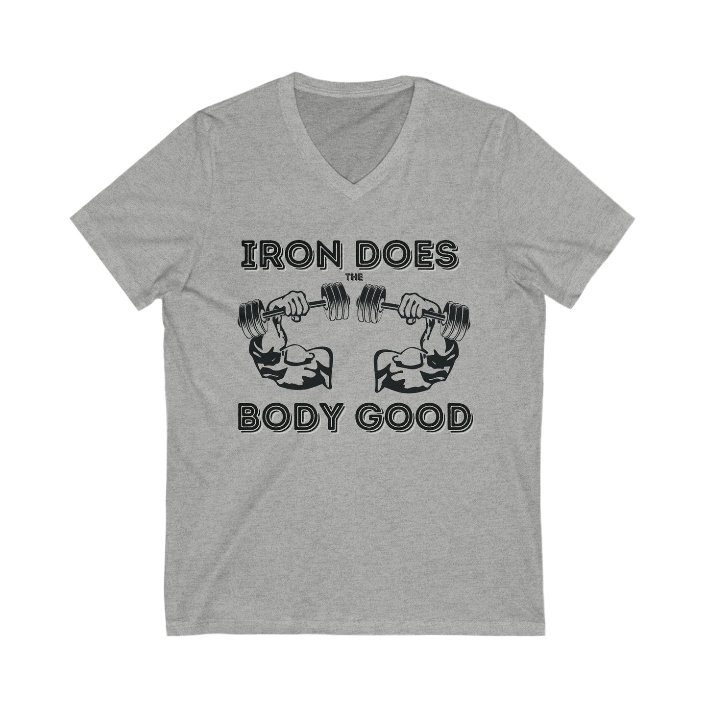 GYM Activewear | Iron Does the Body Good | Weightlifter | Men Apparel | Exercise Shirt | Inspirational Fitness | Muscle Shirt | Xmas Gift