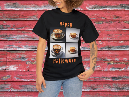 Happy Halloween Coffee T-Shirt, Seasonal Tee, Holiday Tee, Funny Tee, Novelty Shirt, Family Gifts