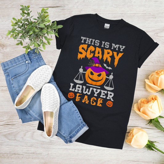 Scary Lawyer Face Shirt | Spooky Halloween Shirt | Seasonal T-Shirt | Funny Saying Shirt | Cute Halloween T-Shirt | Halloween Apparel Gift